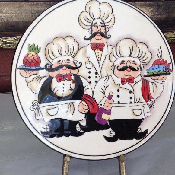 Hand Painted Trivet of 3 Bakers - Picture 2 of 5